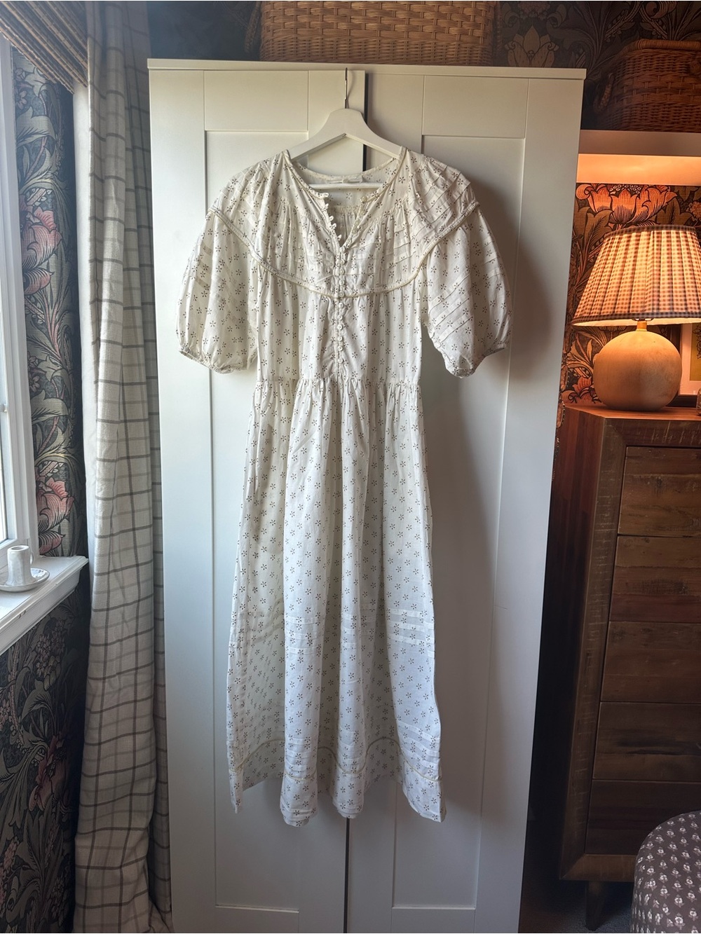 THE GREAT. The Sterling Dress in Natural with Gold Stamp - Picture 3 of 6